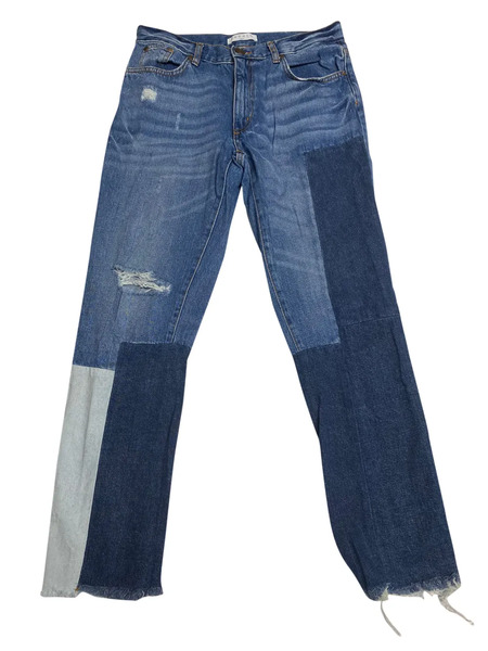  Sandro Patchwork Frayed Jeans - Blue 