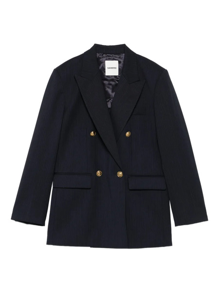  Sandro Pinstripe Double-breasted Blazer - Blue 
