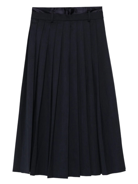  Sandro Pinstripe Pleated Midi Skirt - Blue 