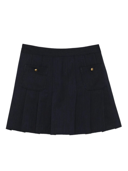  Sandro Pinstripe Pleated Mini Skirt - Blue 