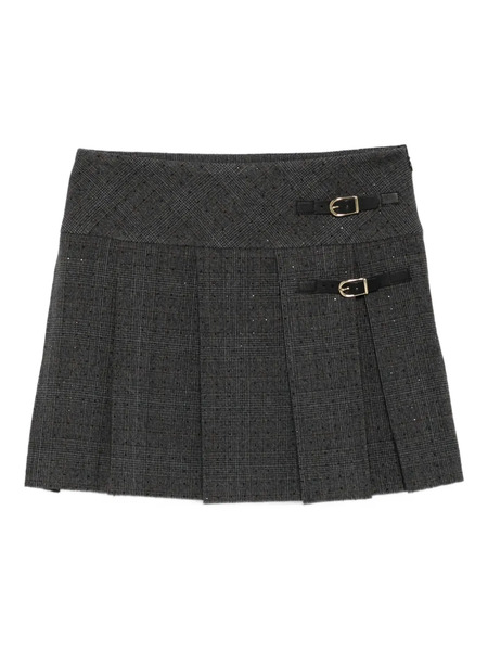  Sandro Pleated Buckled Mini Skirt - Grey 