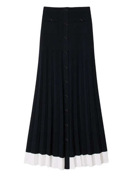  Sandro Pleated Button-front Midi Skirt - Blue 