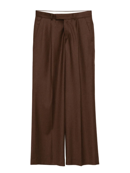  Sandro Pleated-detail Virgin-wool Trousers - Brown 