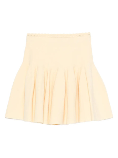  Sandro Pleated Knitted Mini Skirt - Yellow 