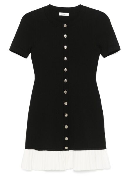  Sandro Pleated Mini Dress - Black 