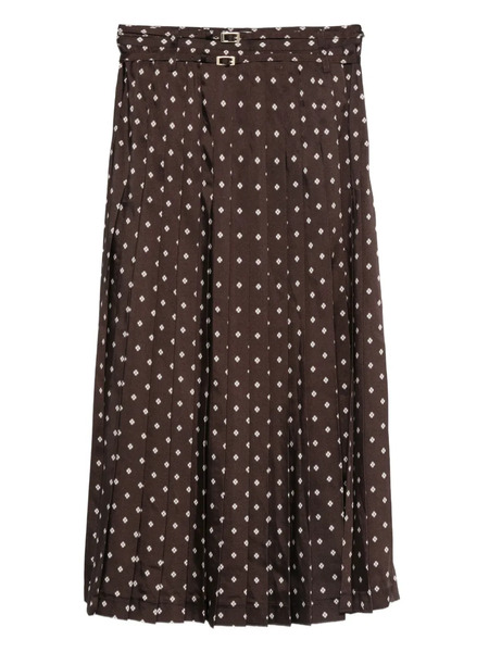  Sandro Pleated Patterned Maxi Skirt - Brown 