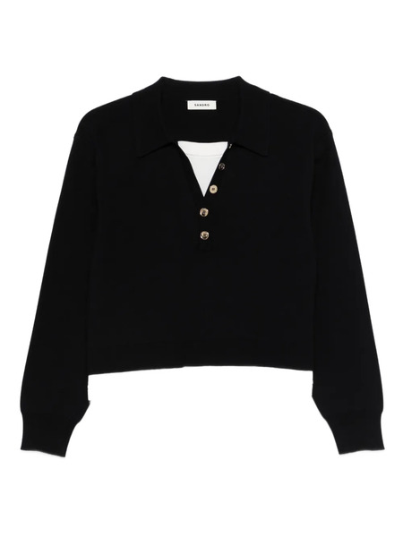  Sandro Polo-collar Button-embellishment Sweater - Blue 