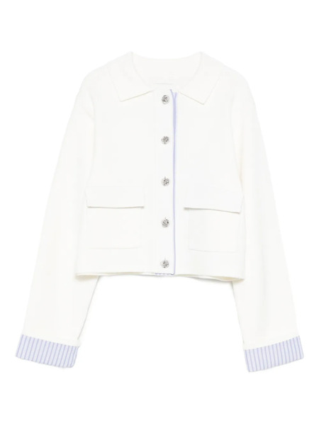  Sandro Polo-collar Striped-cuff Cardigan - Neutrals 
