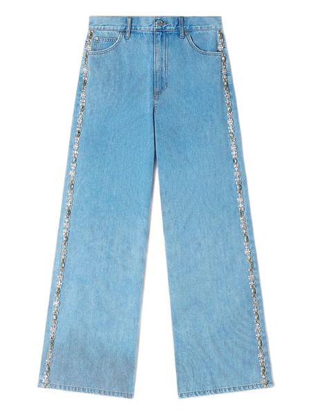  Sandro Rhinestone Wide-leg Jeans - Blue 