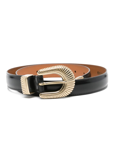  Sandro Ribbed-buckle Leather Belt - Black 