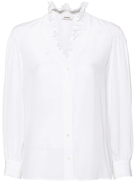  Sandro Ruffle-detail Shirt - White 