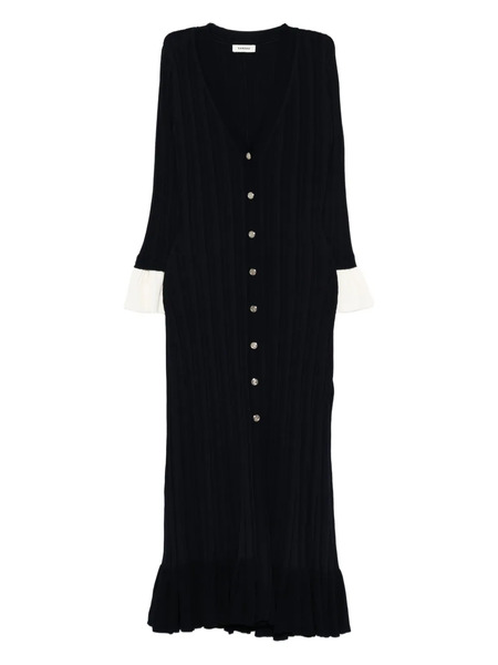  Sandro Ruffled Button-placket Midi Dress - Blue 
