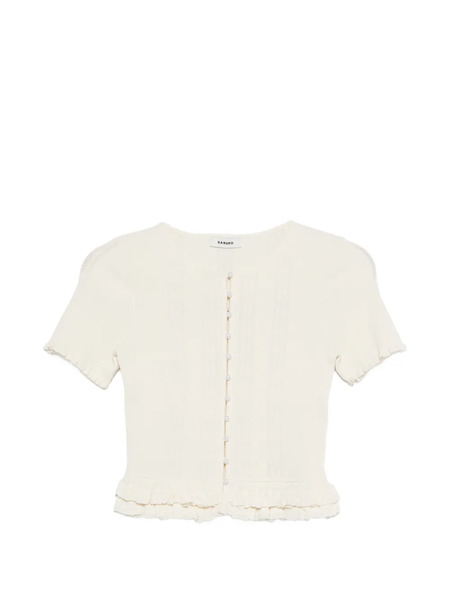  Sandro Ruffled Buttoned Cardigan - Neutrals 