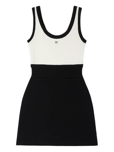  Sandro Ruffled Two-tone Knit Mini Dress - Black 