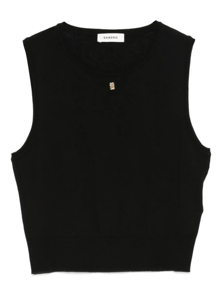  Sandro Sleeveless Round-neck Tank Top - Black 