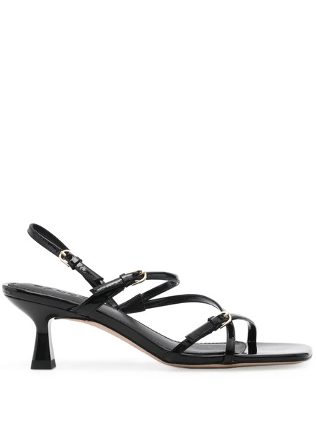  Sandro Square-toe Patent-leather Sandals - Black 