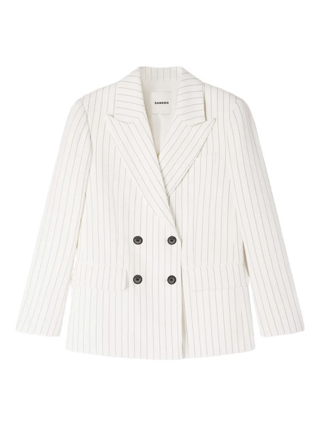  Sandro Striped Double-breasted Blazer - Neutrals 