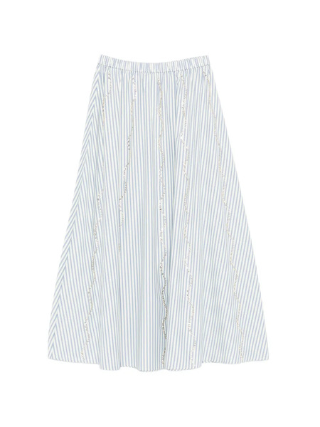  Sandro Striped-pattern Embellished Skirt - White 