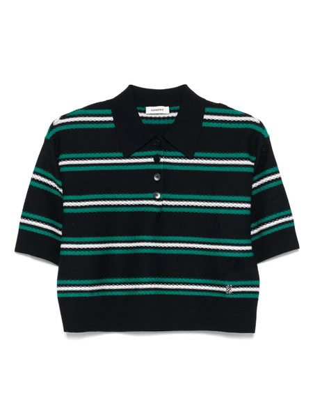  Sandro Striped Polo Top - Blue 