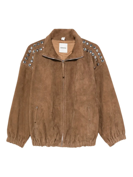  Sandro Studded Zip-up Jacket - Brown 