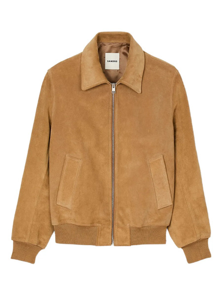  Sandro Suede Bomber Jacket - Brown 