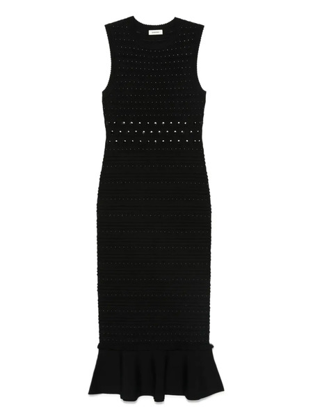  Sandro Textured-knit Flared Midi Dress - Black 