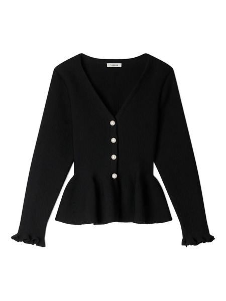  Sandro Textured Peplum Cardigan - Black 