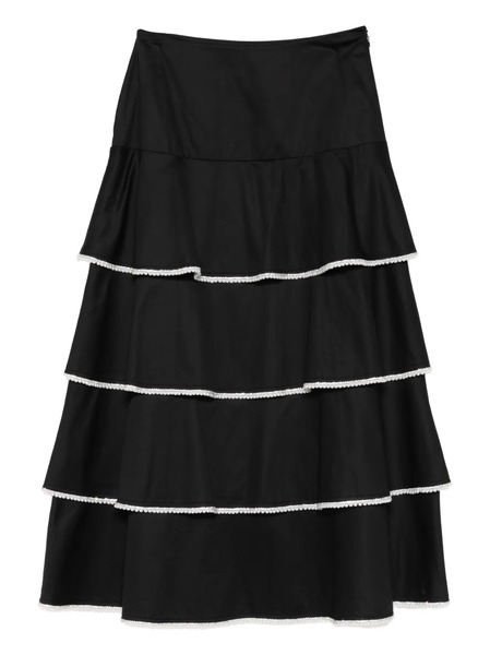  Sandro Tiered-design Embellished Midi Skirt - Black 