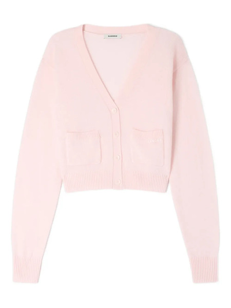  Sandro V-neck Cropped Cardigan - Pink 