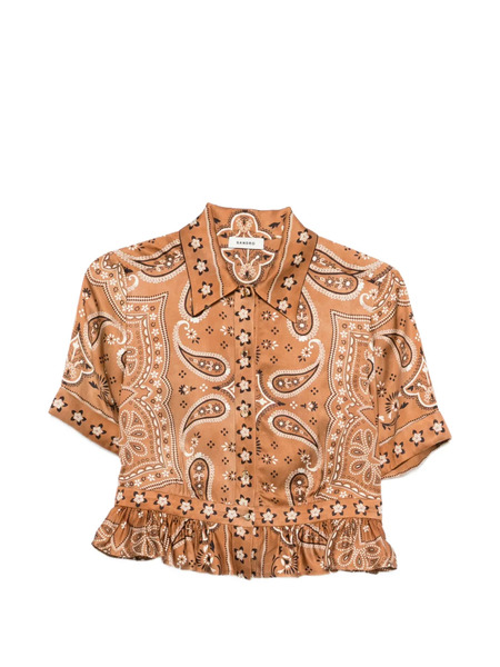  Sandro Vanessi Paisley Ruffled Shirt - Brown 