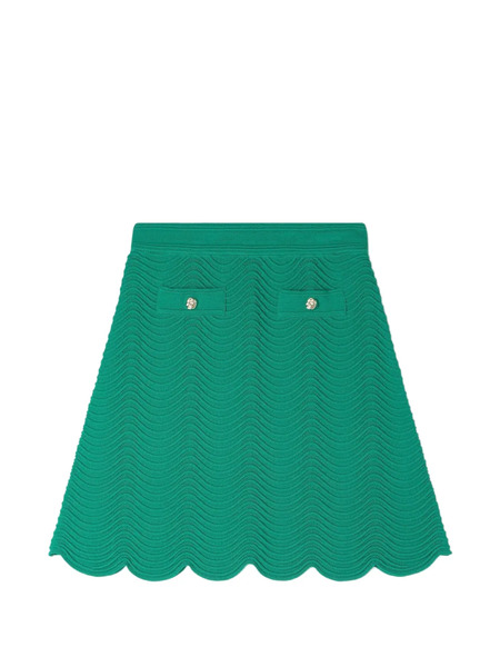  Sandro Wave-pattern Knitted Skirt - Green 