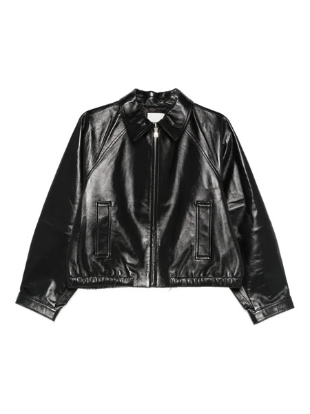  Sandro Zip Leather Jacket - Black 