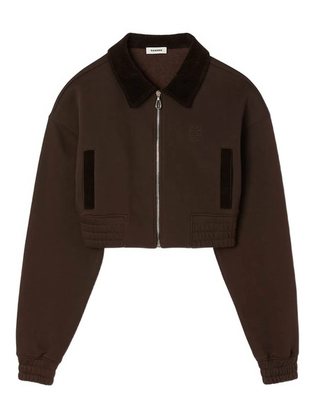  Sandro Zip-up Embroidered Sweatshirt - Brown 