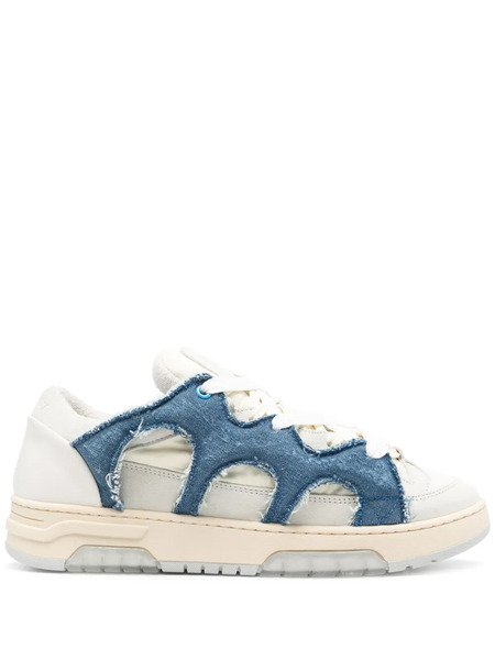  Santha Panelled Padded Leather Sneakers - Blue 