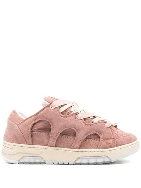  Santha Panelled Padded Leather Sneakers - Pink 