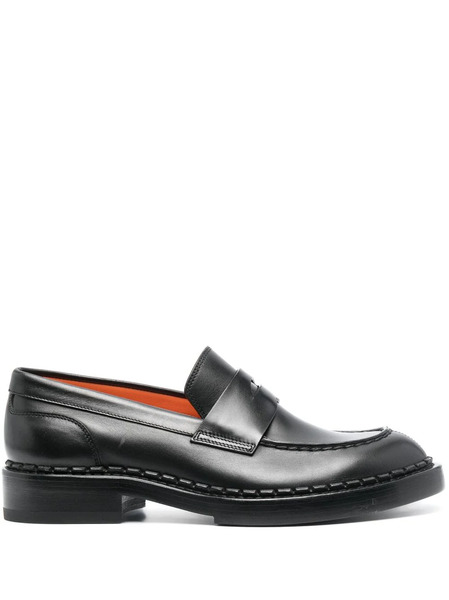  Santoni Alfie Round-toe Loafers - Black 