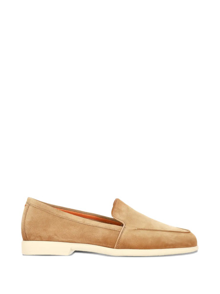  Santoni Almond Suede Loafers - Neutrals 