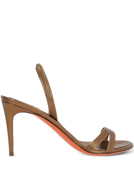  Santoni Almond-toe Leather Heeled Sandals - Gold 