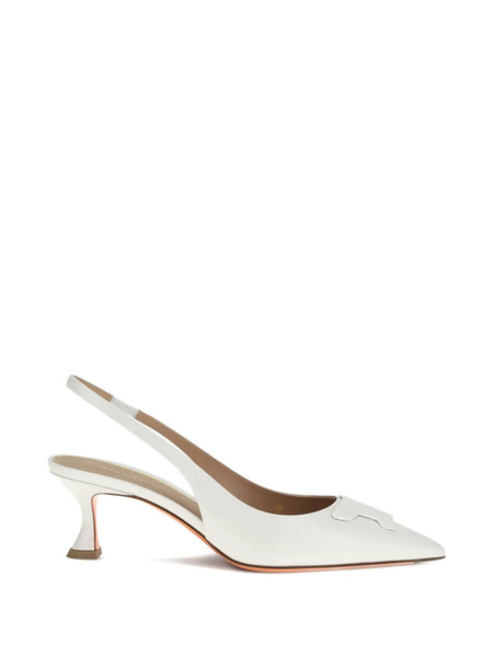  Santoni Buckle Slingback Pumps - White 