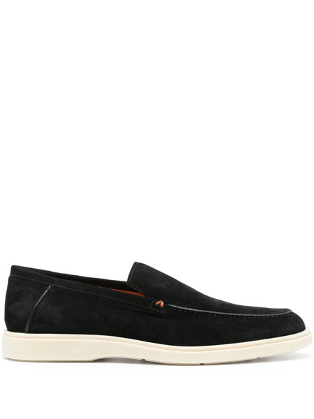  Santoni Contrast-stitching Suede Loafers - Black 
