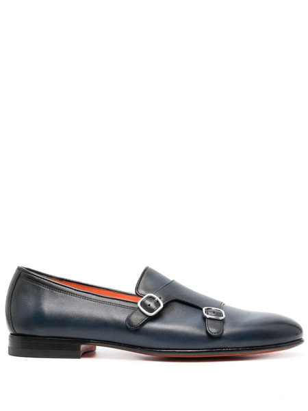  Santoni Double-buckle Leather Shoes - Blue 
