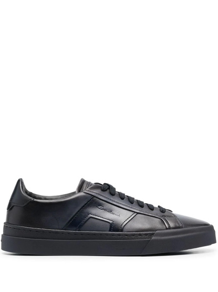  Santoni Double Buckle Leather Sneakers - Blue 