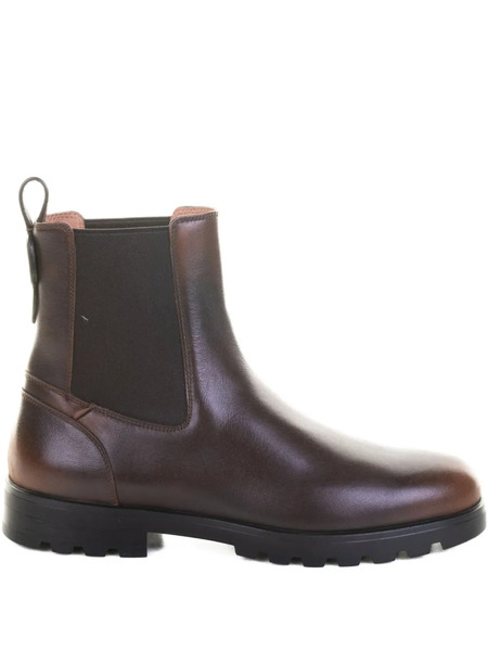  Santoni Elastic-panelled Leather Boots - Brown 