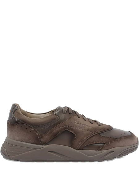  Santoni Innova Leather Suede Sneakers - Brown 