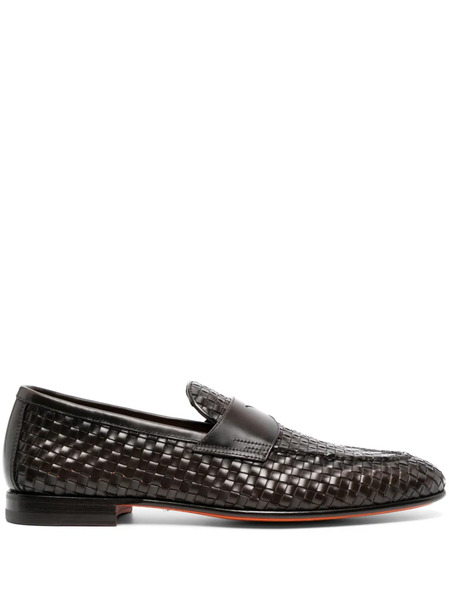  Santoni Interwoven-design Loafers - Brown 
