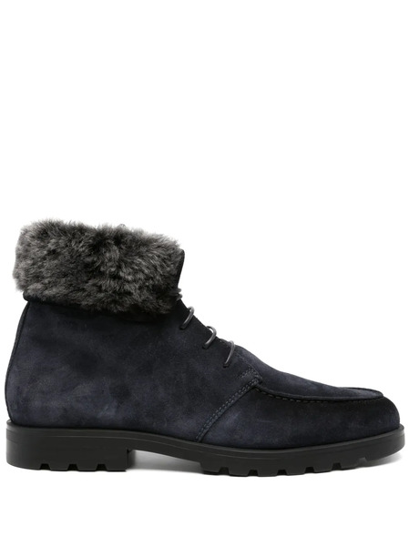  Santoni Lace-up Suede Boots - Blue 
