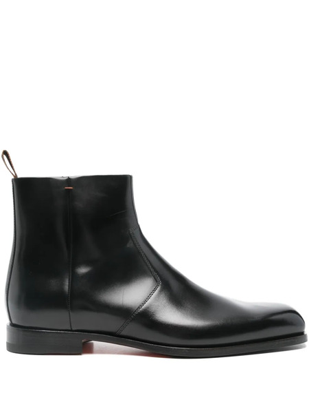  Santoni Leather Boots - Black 
