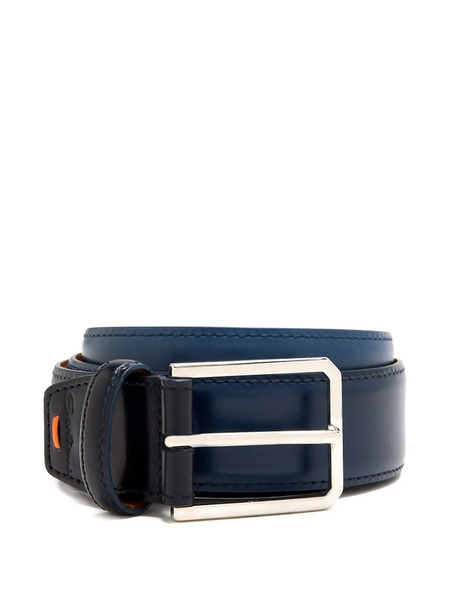  Santoni Leather Buckle Belt - Blue 