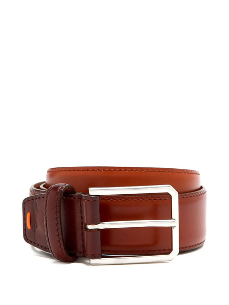  Santoni Leather Buckle Belt - Brown 