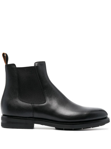  Santoni Leather Chelsea Boots - Black 